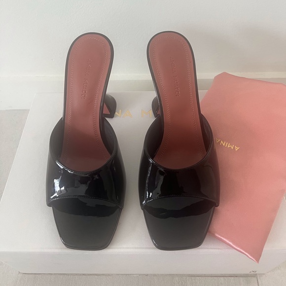 Amina Muaddi Black Lupita sandals size 37.5